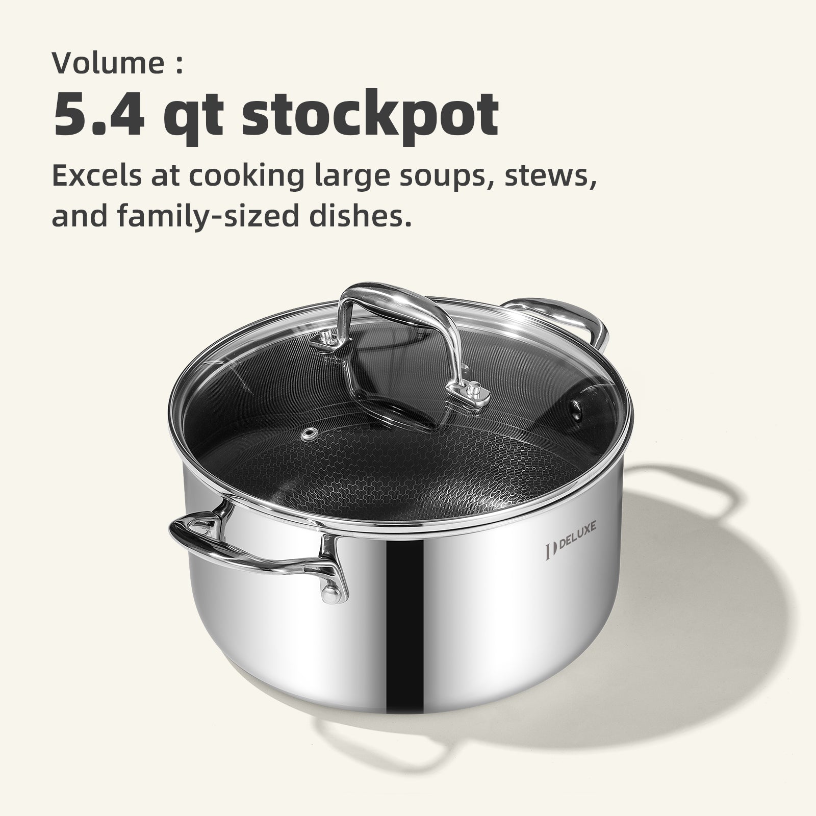 6-Piece Hybrid Ceramic Nonstick Stainless Steel Pot Set - Deluxe Cookware